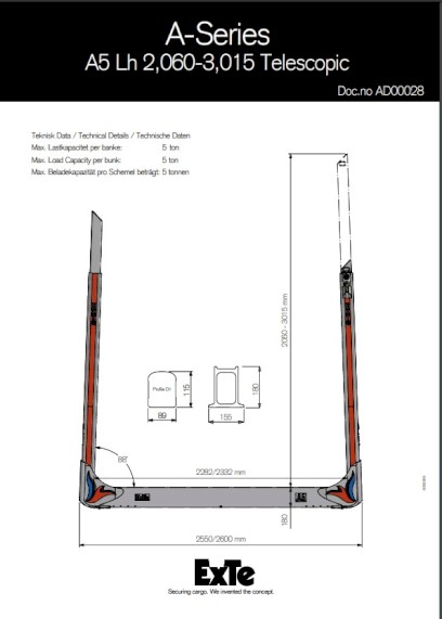 Oplen ExTe A5 Lh 2,060 - 3,015 Teleskopické klanice